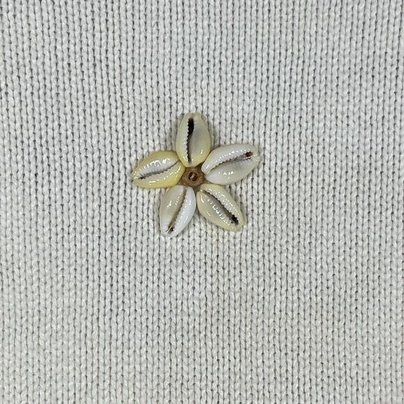 Storybook Knits Cardigan Sweater Women's 3X Beige Seashells Long Sleeve V-Neck - Picture 11 of 16